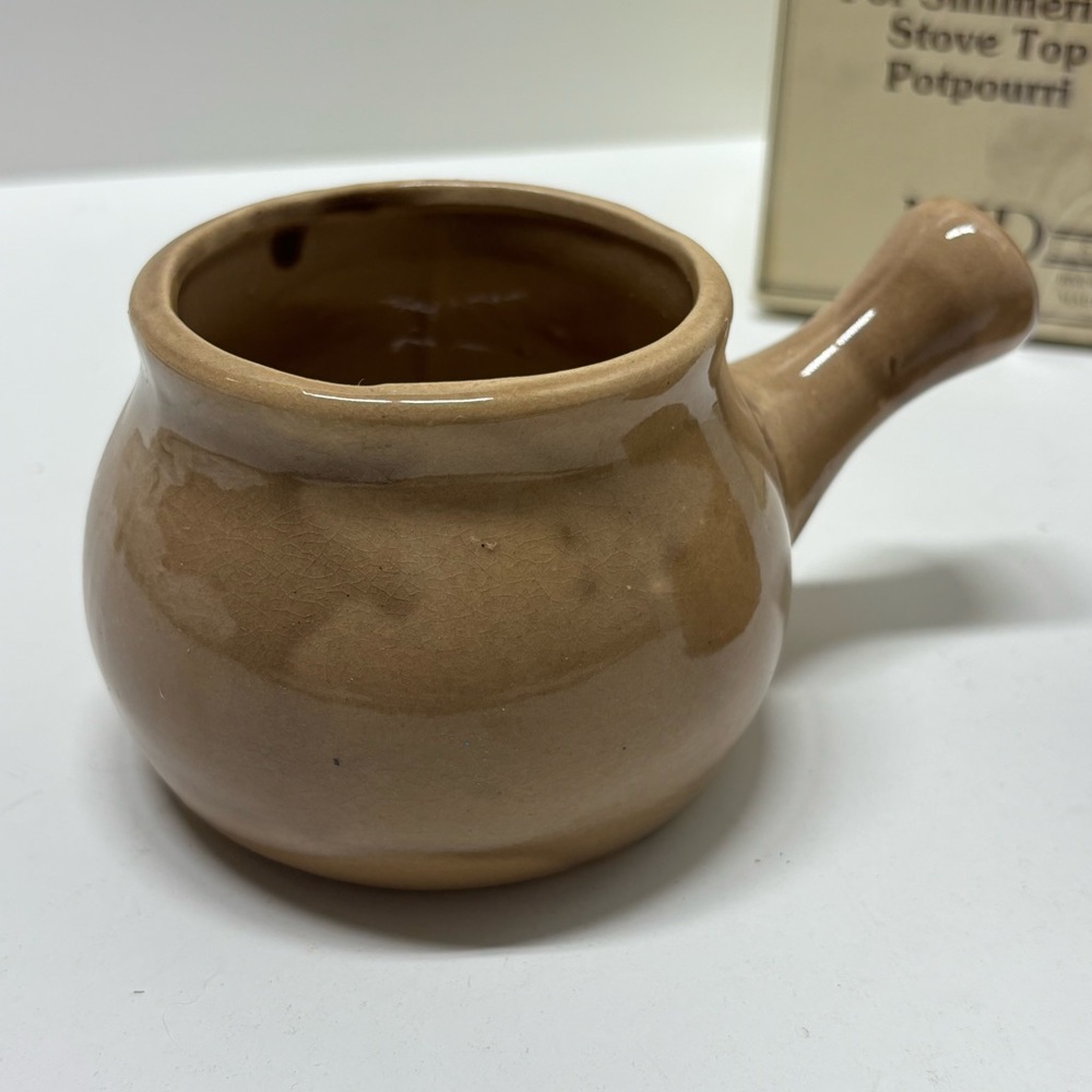 Vintage 80s glazed ceramic 2-piece pot for simmering stovetop potpourri with box - Picture 3 of 12